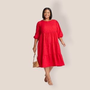 Ava & Viv 3/4 Sleeve Tiered Dress